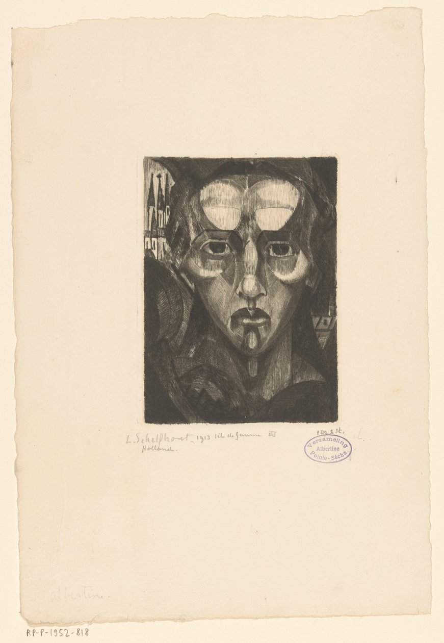 Huvudet av en kvinna Tête de femme III (originaltitel på objektet) av Lodewijk Schelfhout (signed by artist)