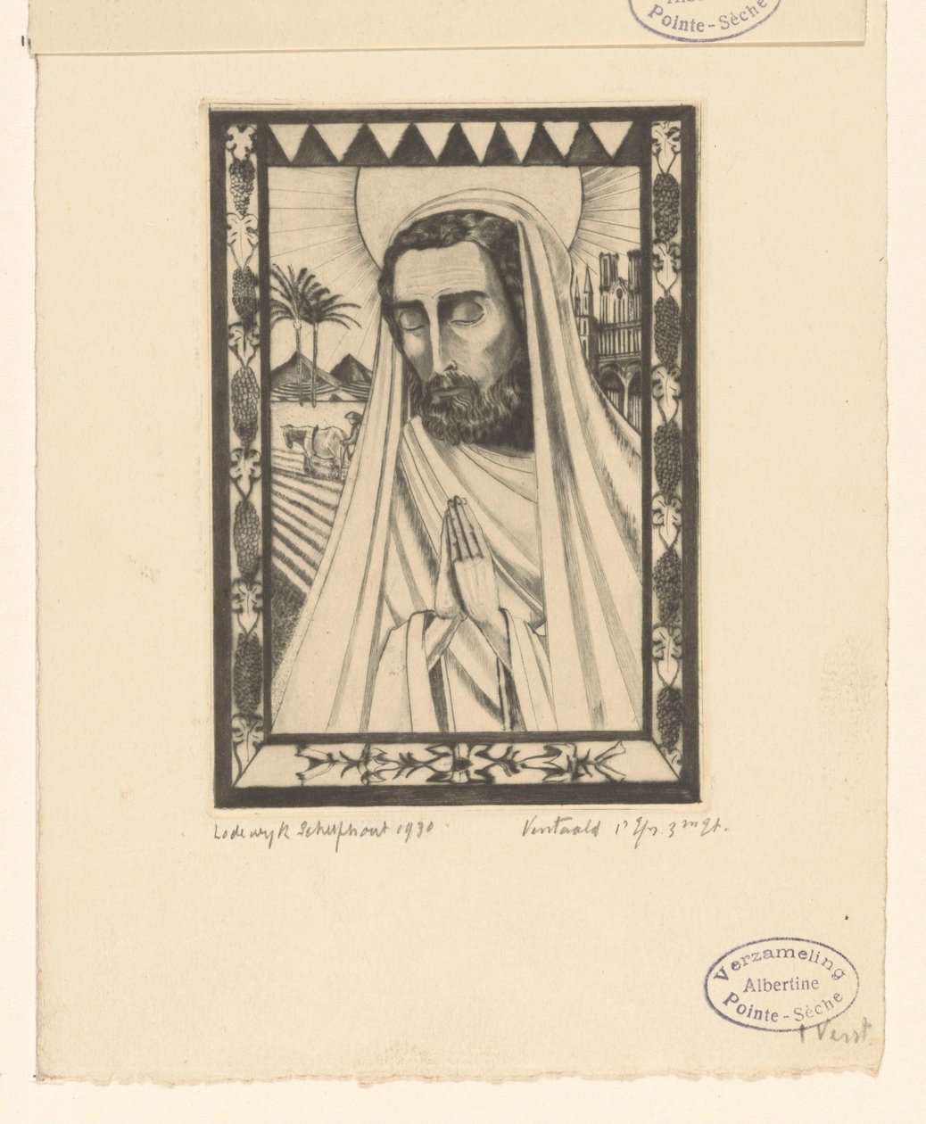 Jozef St. Joseph (originaltitel) av Lodewijk Schelfhout (signed by artist)