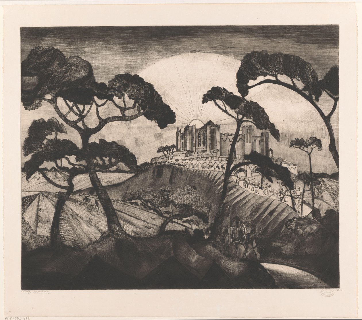 Slott på en kulle Le Château II (originaltitel) av Lodewijk Schelfhout (signed by artist)