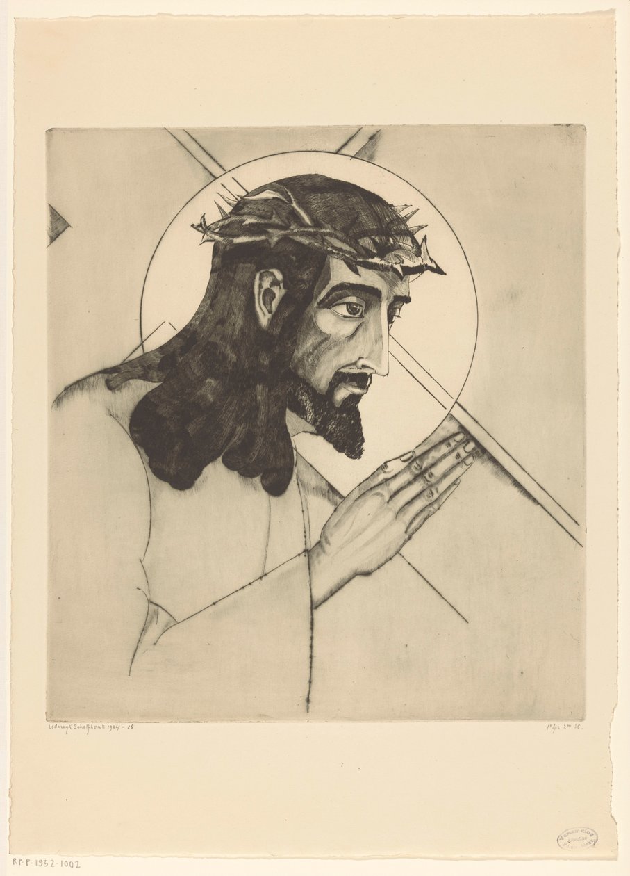 Kruisdraging Christ portant la croix (originaltitel) av Lodewijk Schelfhout (signed by artist)