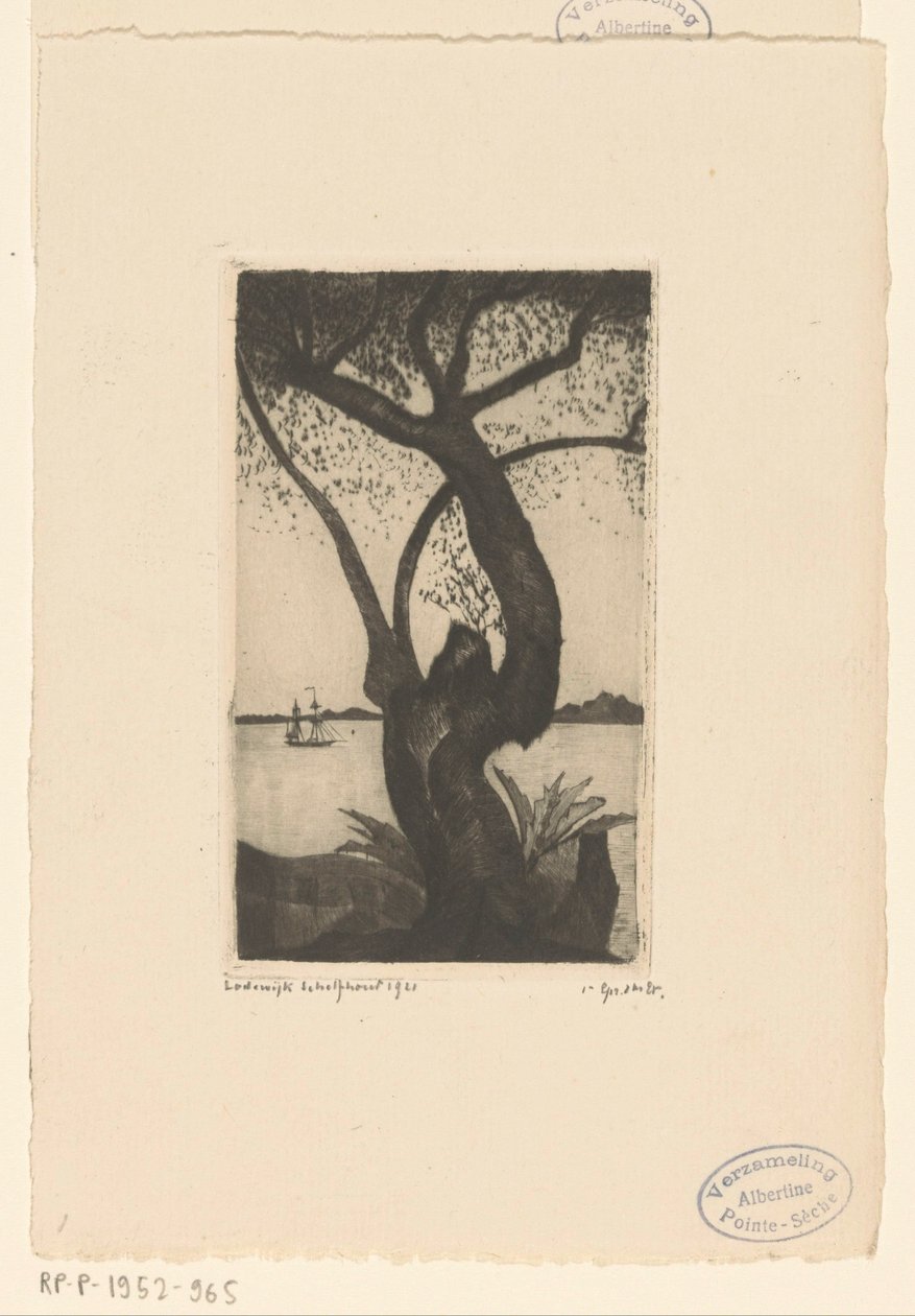 Olivträd på Korsika Olivier, Corse (originaltitel) av Lodewijk Schelfhout (signed by artist)