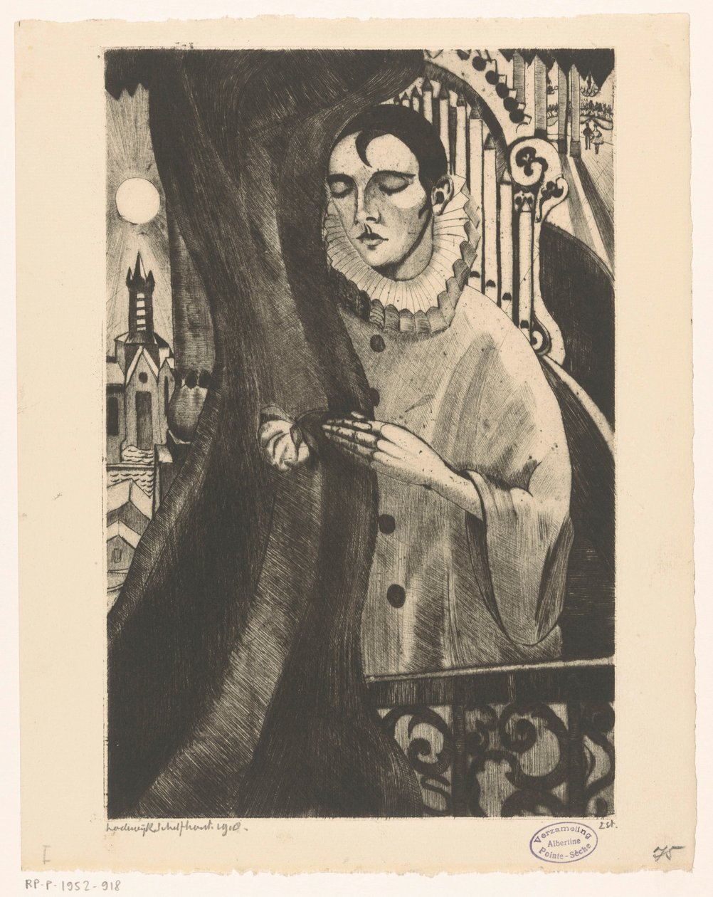 Pierrot II (originaltitel) av Lodewijk Schelfhout (signed by artist)