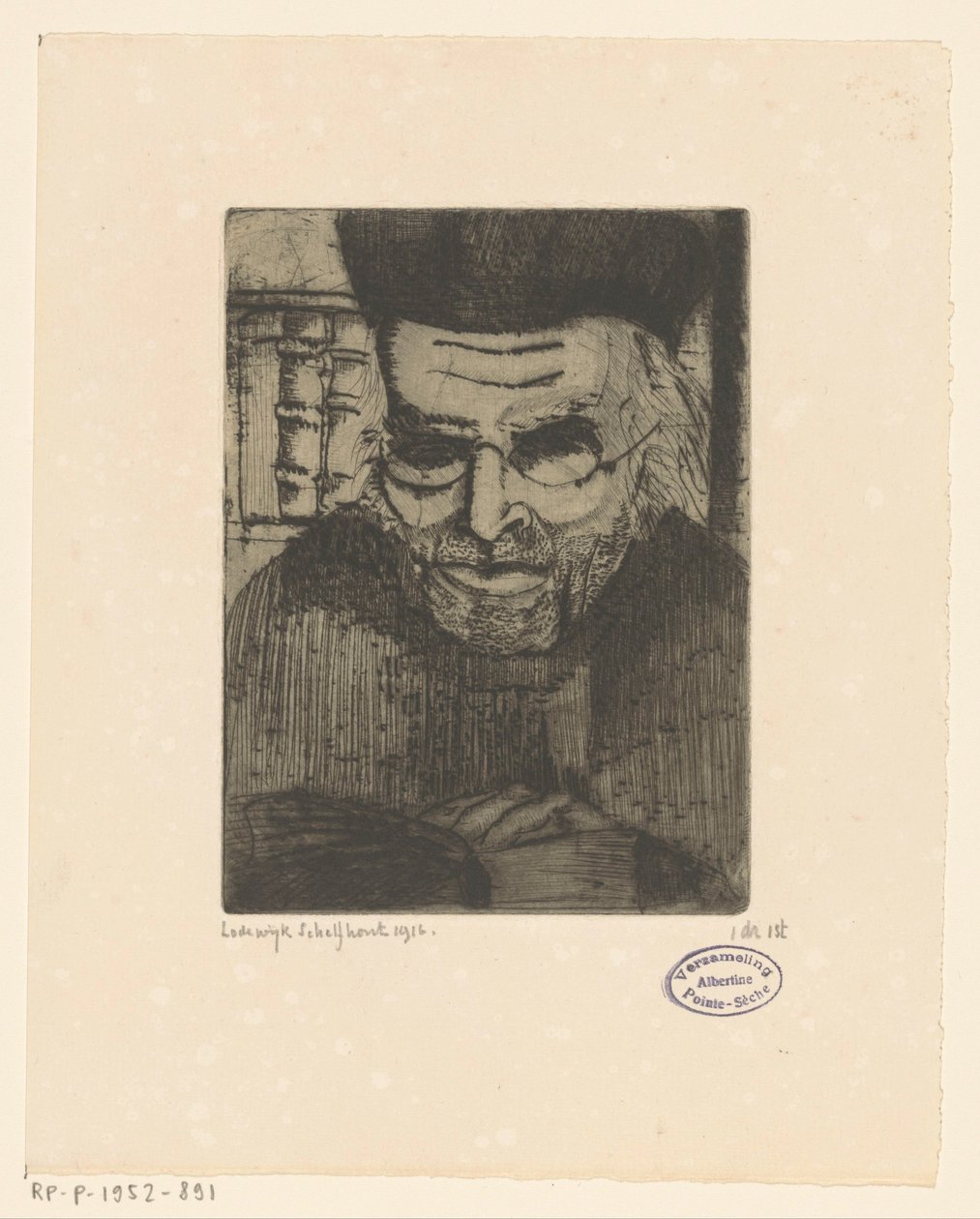 Porträtt av G.J. Brinkman av Lodewijk Schelfhout (signed by artist)