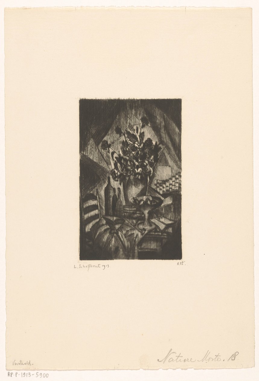Stilleven Nature morte (originaltitel på objekt) av Lodewijk Schelfhout (signed by artist)