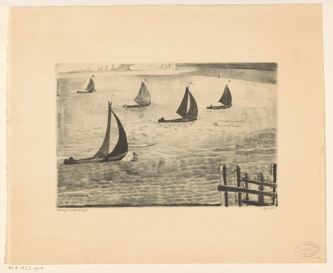 Hamnutgång Sortie du port (originaltitel) av Lodewijk Schelfhout (signed by artist)