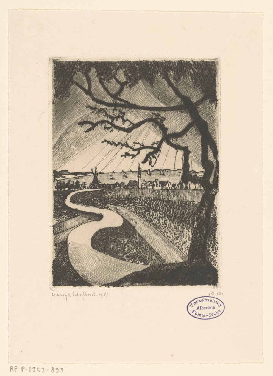 Veere (originaltitel) av Lodewijk Schelfhout (signed by artist)