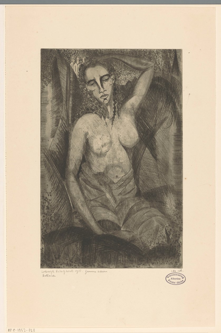 sittande kvinna Femme assise (originaltitel på objekt) av Lodewijk Schelfhout (signed by artist)