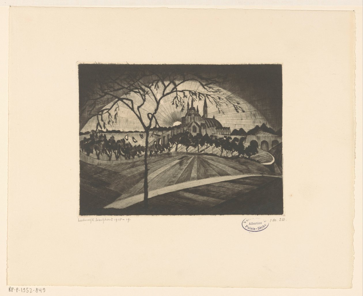 Solnedgång Coucher de soleil (originaltitel på objektet) av Lodewijk Schelfhout (signed by artist)