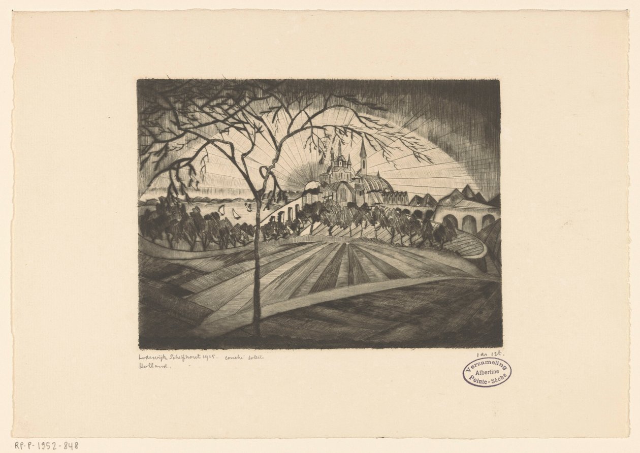 Solnedgång Coucher de soleil (originaltitel på objektet) av Lodewijk Schelfhout (signed by artist)