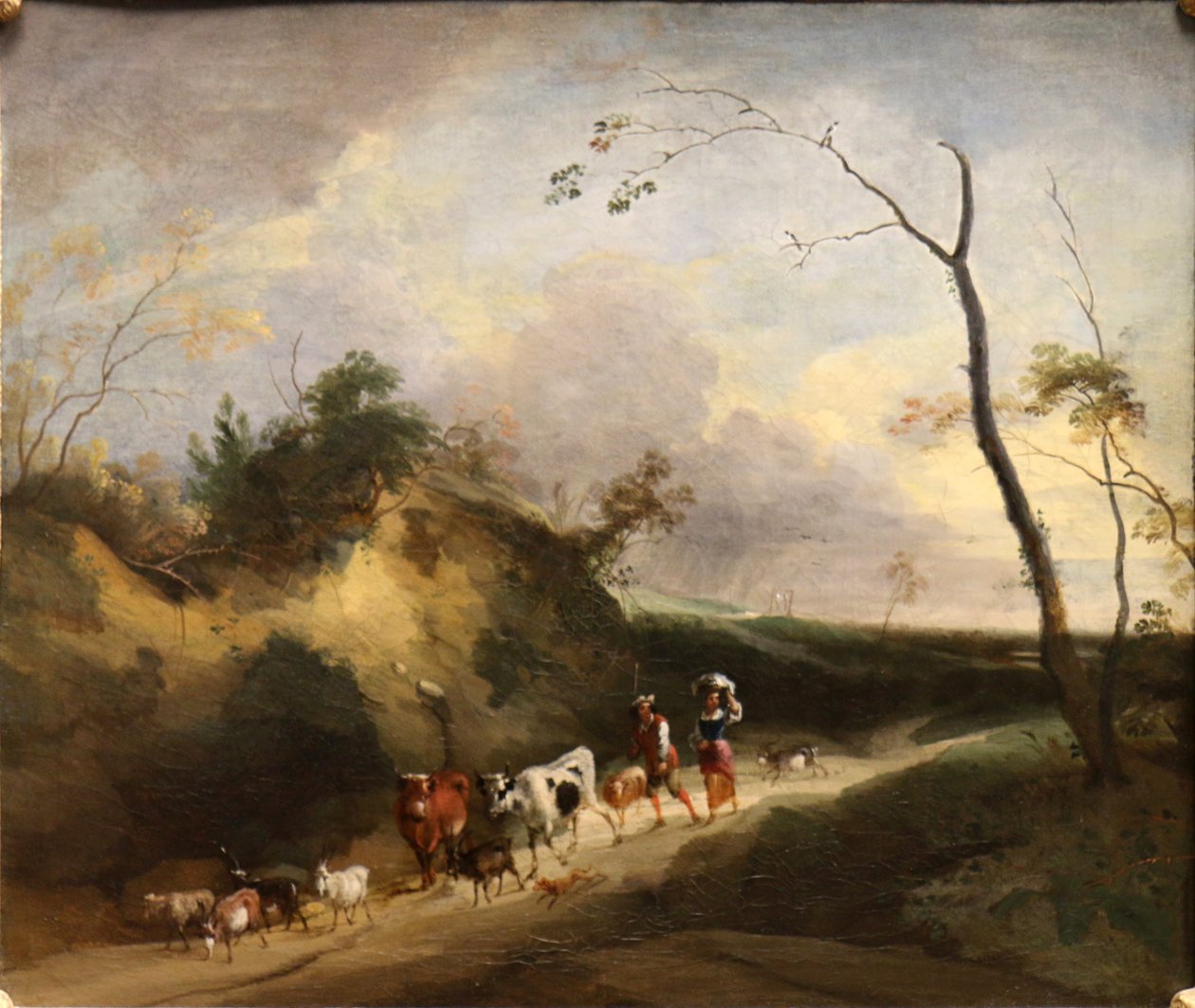 Landskap med figurer och djur. av Lodewijk de Vadder