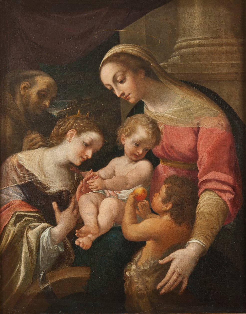 The Mystic Marriage of St Catherine, c.1600-30 av Lodovico after Carracci