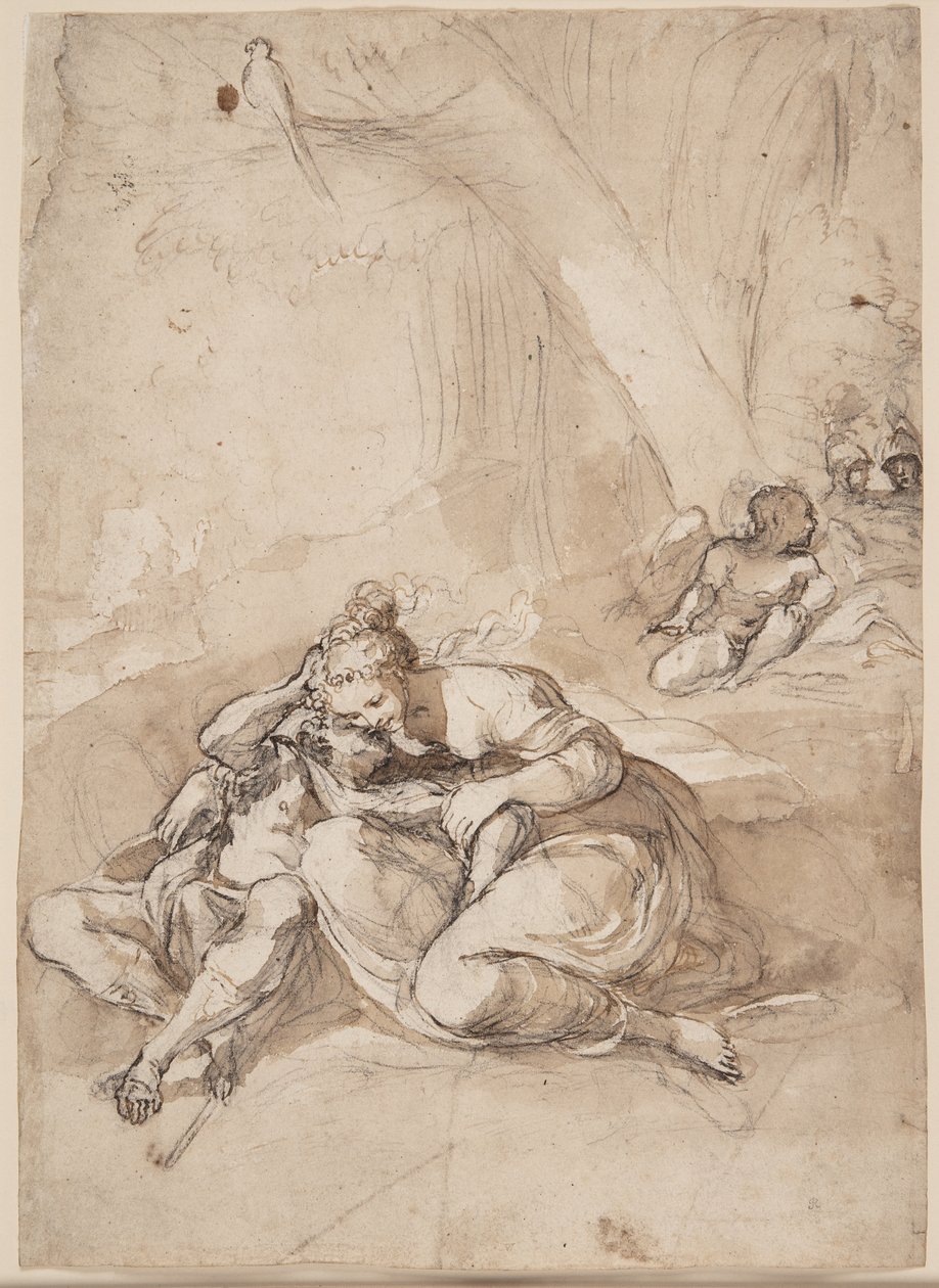 Armida fängslande Rinaldo i den förtrollade trädgården? (Scen från Torquato Tassos Gerusalemme Liberata) av Lodovico Carracci