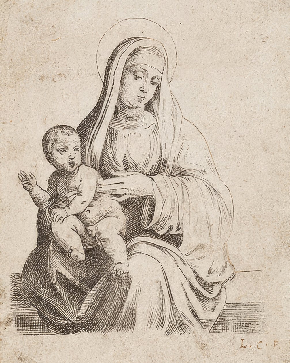 Den vackra lilla Madonnan från Giacomo Francia av Lodovico Carracci