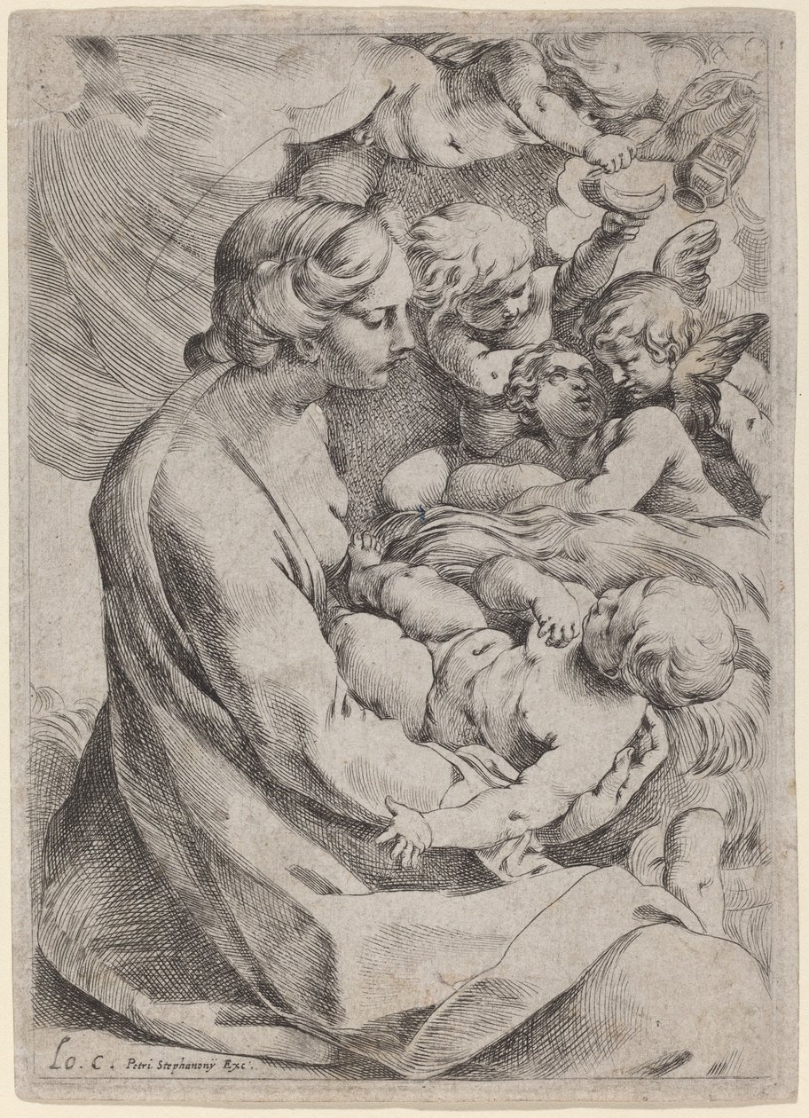Madonna och barn med änglar av Lodovico Carracci