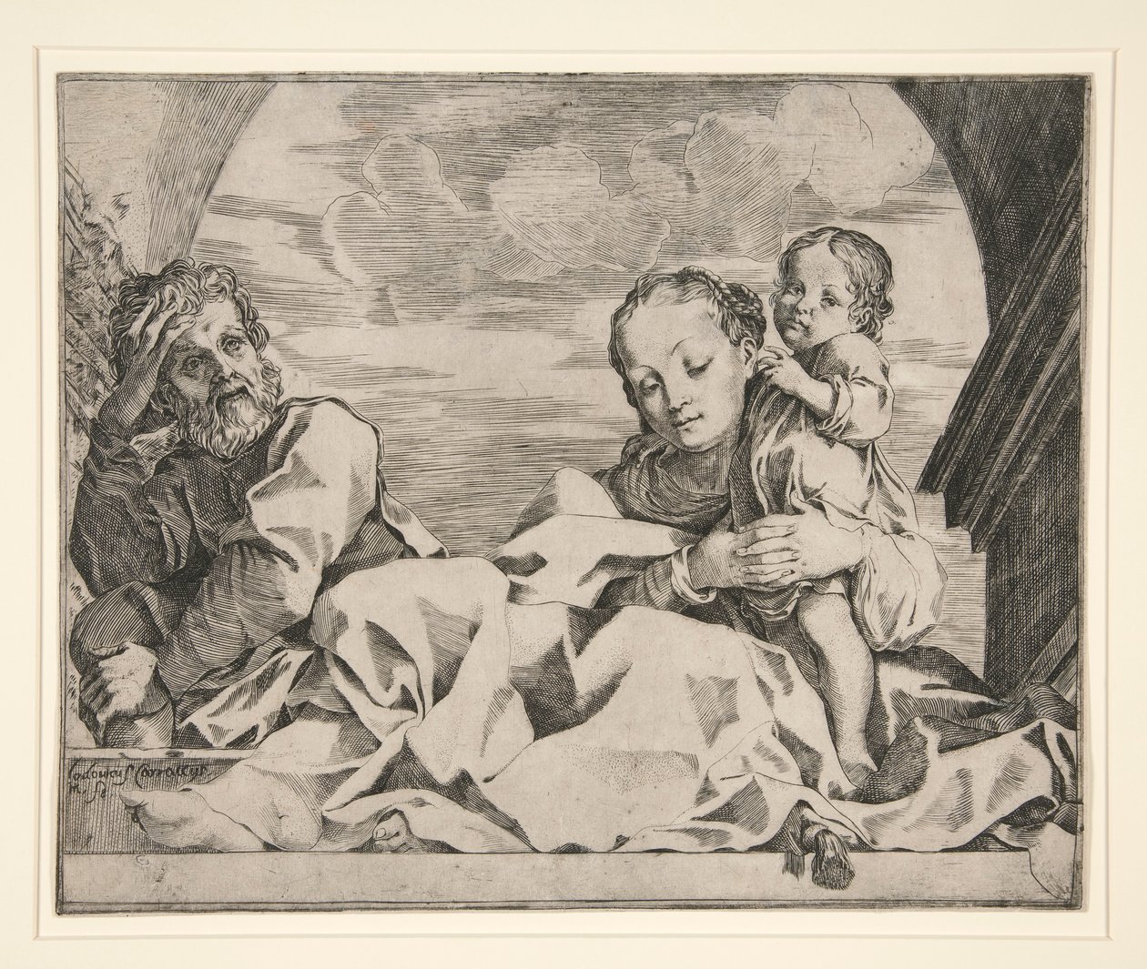 Den heliga familjen av Lodovico Carracci