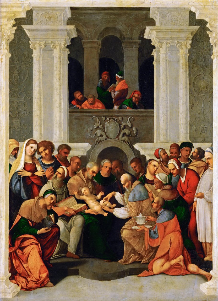Renässans: La circoncision du Christ - Die Beschneidung Christi par Mazzolino, Ludovico (1480-1528) av Lodovico Mazzolino