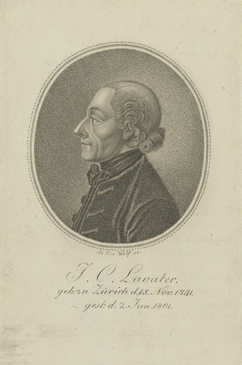 Porträtt av poeten och fysiognomen Johann Kaspar Lavater 1741-1801, ca. 1810. av Loeser Leo Wolf
