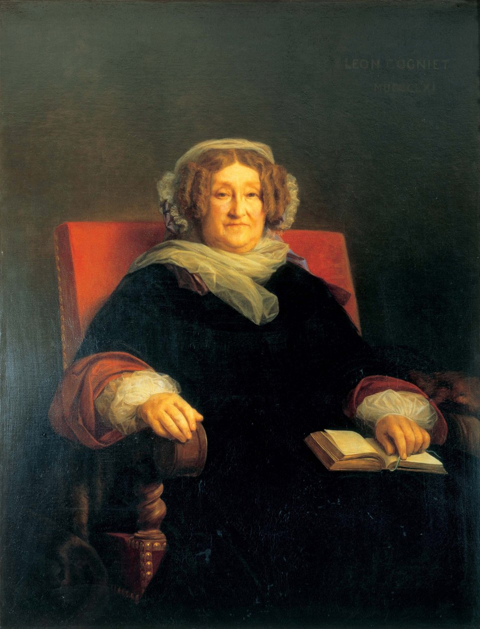 Porträtt av Madame Clicquot, född Ponsardin 1777-1866, mellan 1851 och 1860. av Léon Cogniet