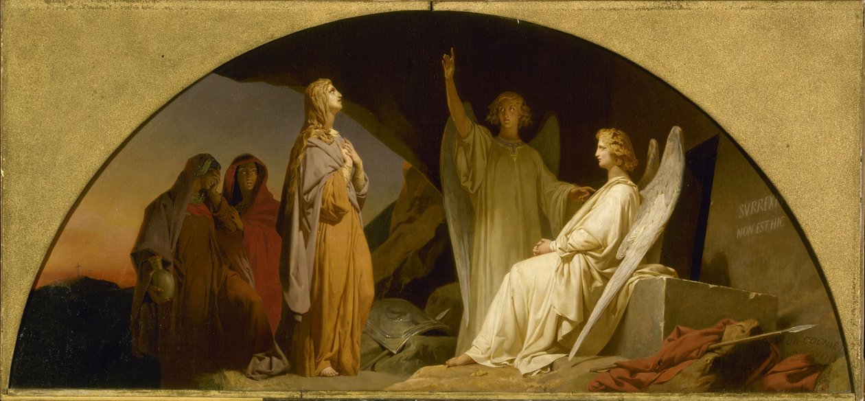 Skiss till Eglise de la Madeleine: Sainte Madeleine au sépulcre, 1842 (olja på duk) av Léon Cogniet