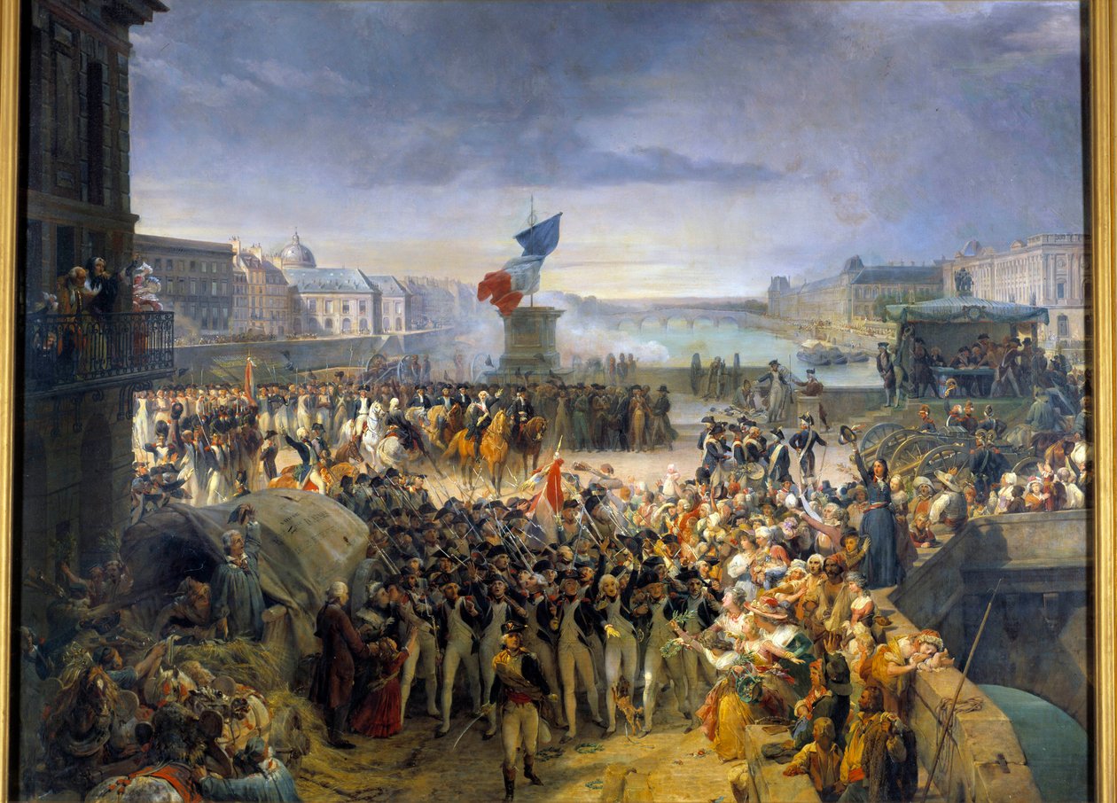 Nationalgardet i Paris, samlat på Pont Neuf, lämnade till armén i september 1792. Målning av Leon Cogniet (1794-1880) av Léon Cogniet