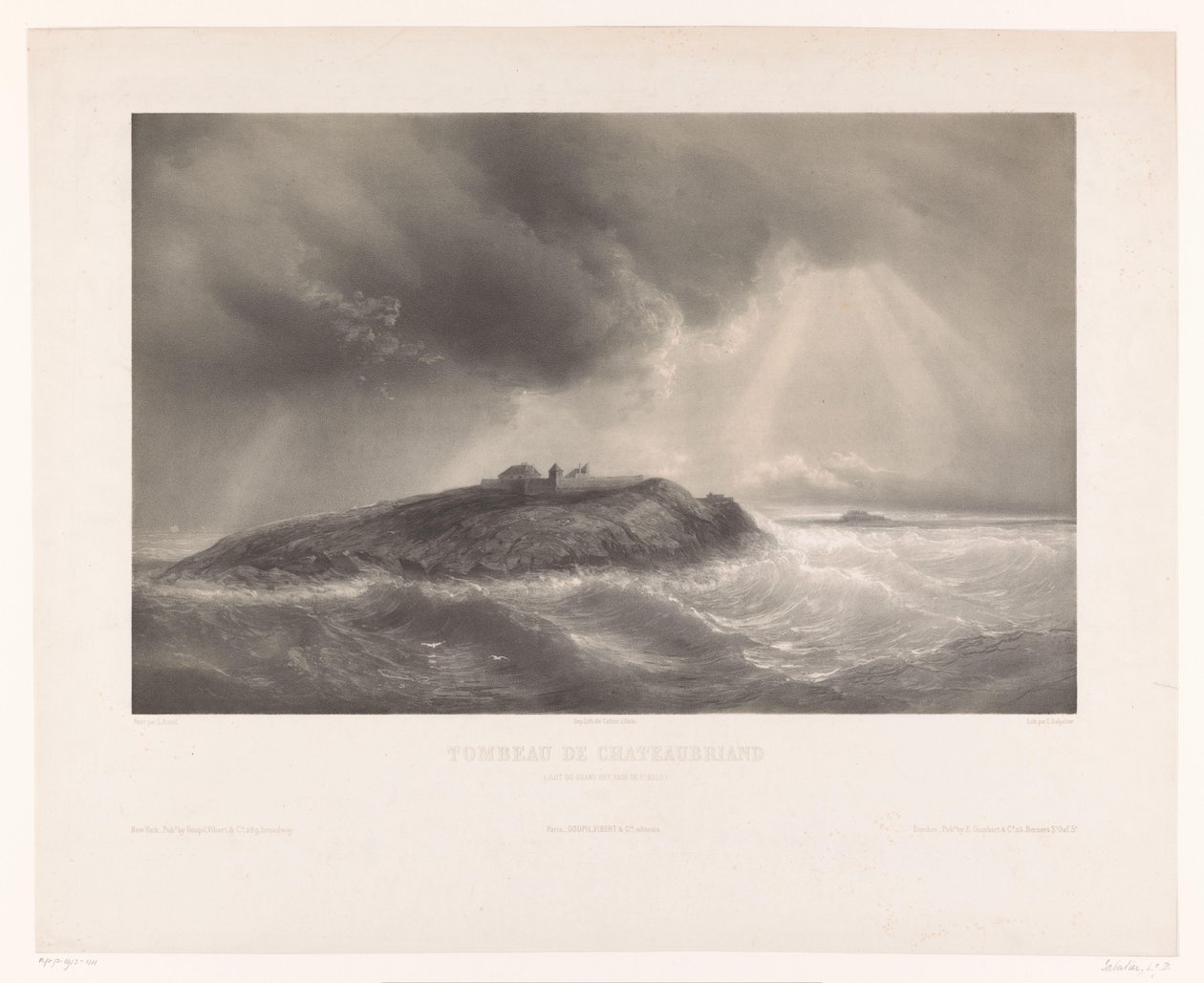 Graf av Francois-Rene de Chateaubriand Chateaubriands grav (Ilot du Grand Bey, Rade de St. Malo) (titel på objektet) av Léon Jean Baptiste Sabatier