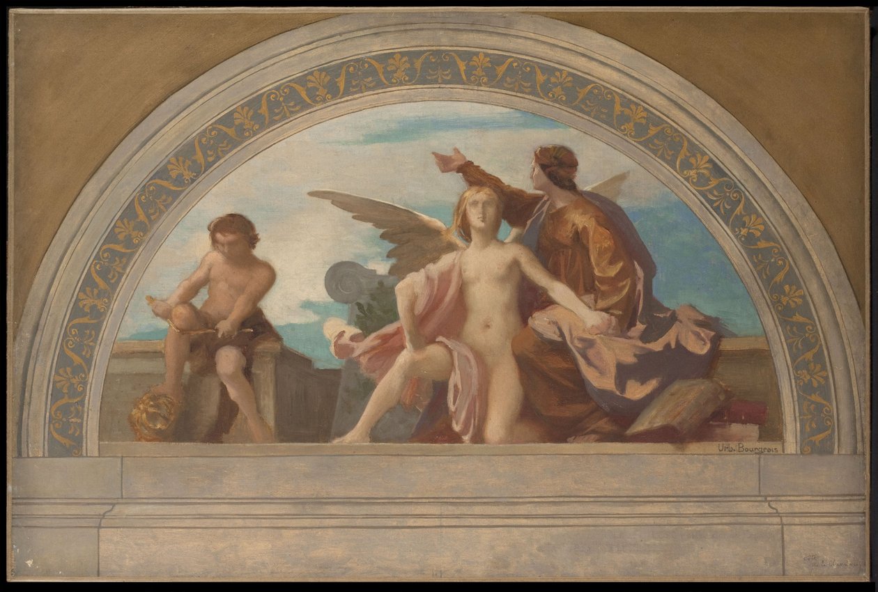 Skiss för Salon des Lettres, Hôtel de Ville, Paris: Philosophy Sets Thought Free, ca 1890 (olja på duk) av Léon Pierre Urbain Bourgeois