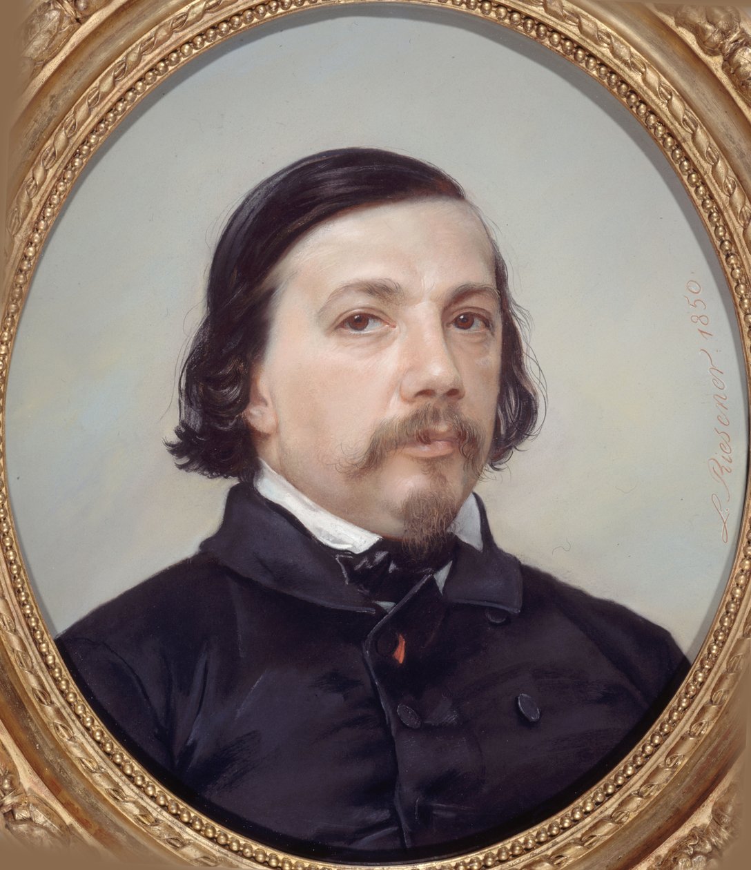 Porträtt av poeten Théophile Gautier 1811-1872, 1850. av Léon Riesener