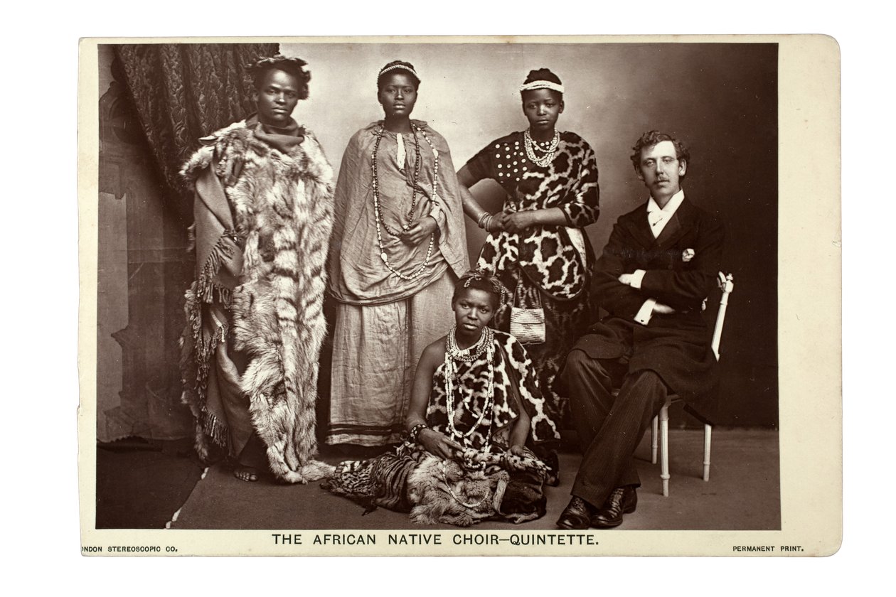 The African Native Choir Quintette, London, ca 1892 (karbonkopia) av London Stereoscopic Company