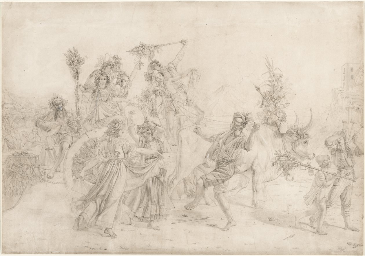 Pilgrimer som återvänder från Madonna dellArcos högtid, 1827. av Léopold Robert