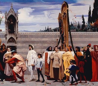 Cimabues Madonna bärs i procession av Frederic Leighton