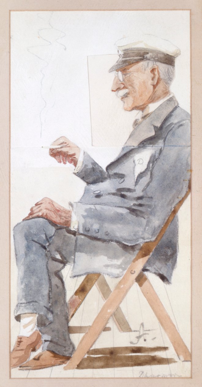Porträtt av Windham, 4th Earl of Dunraven, tidigt 1900-tal (akvarell) av Lord Arnold Albermarle