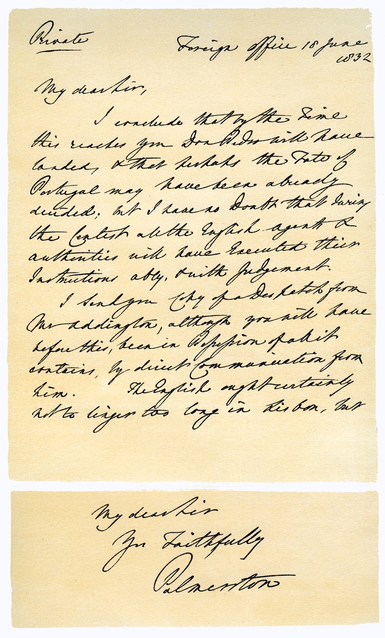 Brev från Henry John Temple till RB Hoppner, 18 juni 1832. av Lord Palmerston