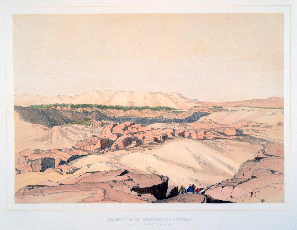 "Öken och stenbrott, Asouan, med ön Elephantine", Egypten, 1800-talet av Lord Wharncliffe