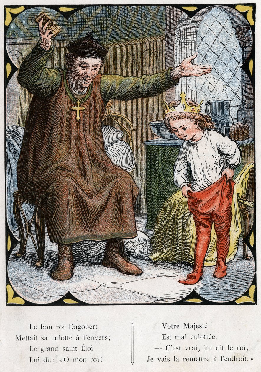 Illustration av Lorenz Frolich (1820-1908) för den populära sången "The Good King Dagobert"". Upplaga J. Hetzel.Omkring 1880. av Lorens Frolich