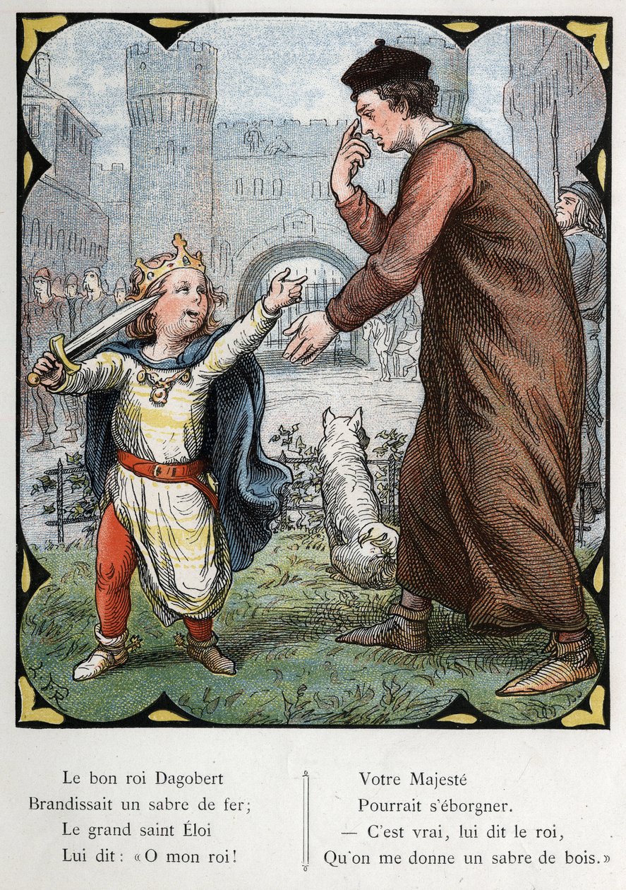 Illustration av Lorenz Frolich (1820-1908) för den populära sången "The Good King Dagobert"". Upplaga J. Hetzel.Omkring 1880. av Lorens Frolich