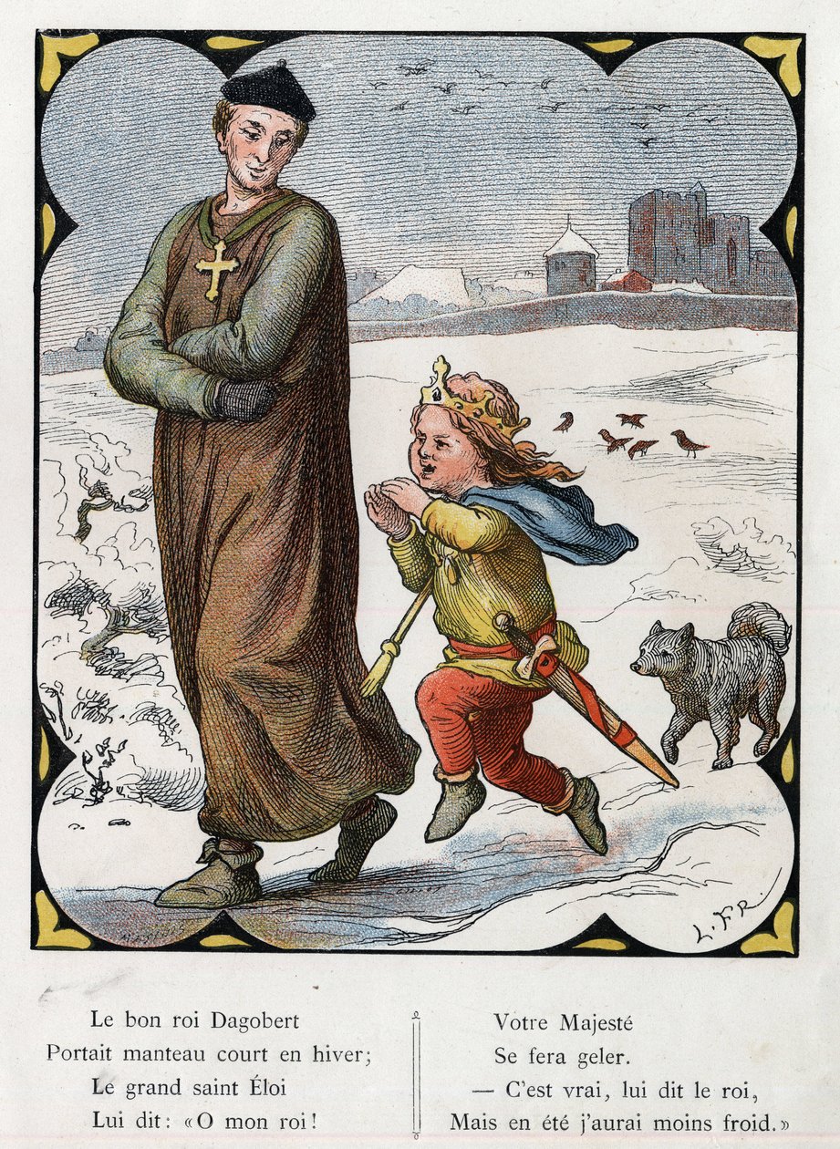 Illustration av Lorenz Frolich (1820-1908) för den populära sången "The Good King Dagobert"". Upplaga J. Hetzel.Omkring 1880. av Lorens Frolich