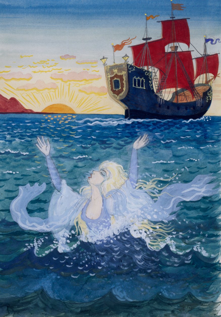 Lilla sjöjungfrun, illustration av Lorenz Frolich (1820-1908) för saga av Hans Christian Andersen (1805-1875) av Lorens Frolich