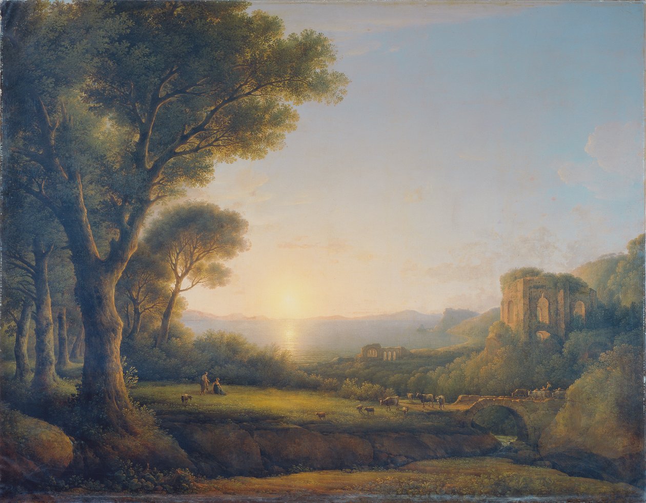 Bay of Baiae vid solnedgången av Lorenz Adolf Schönberger