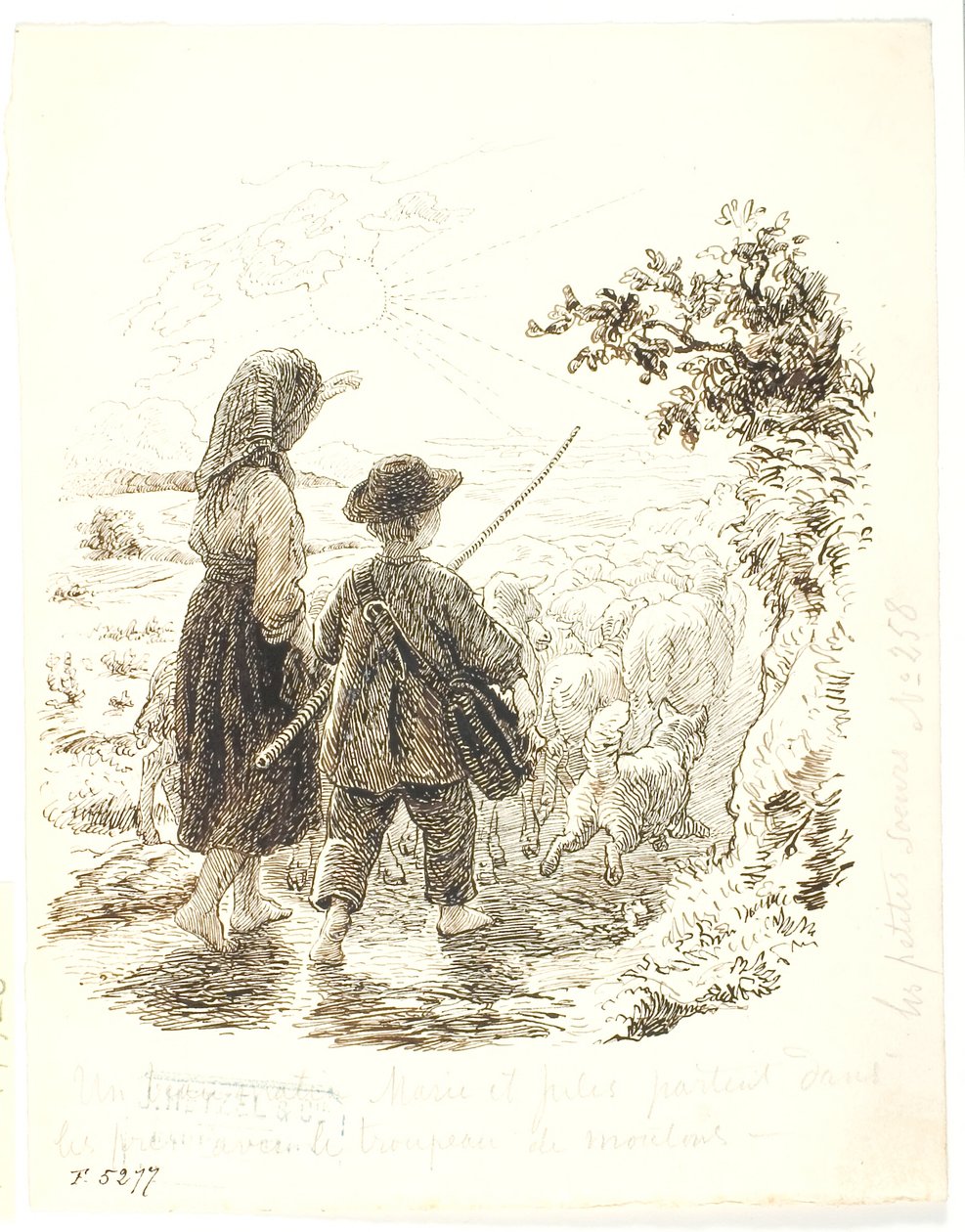 Marie och Jujules som herdar av Lorenz Frølich