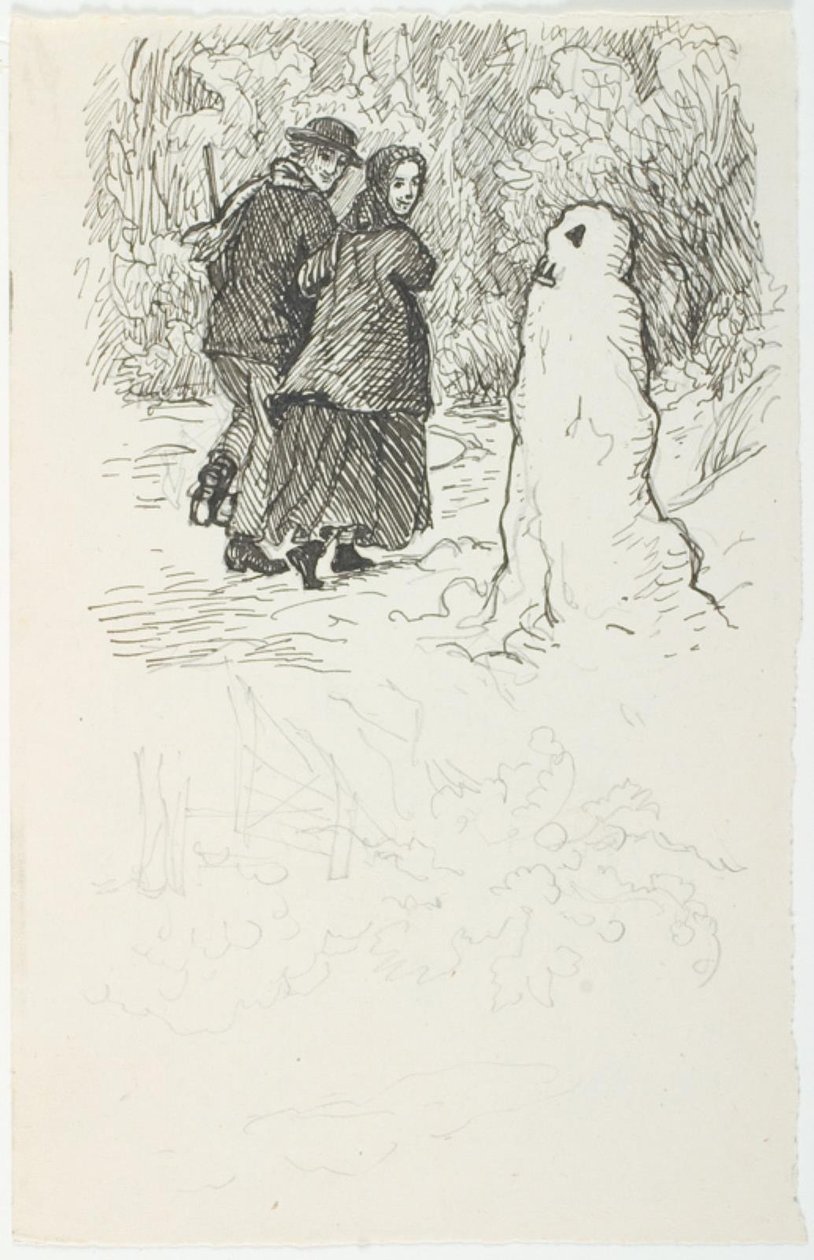 Utkast till illustration för The Snowman av Lorenz Frølich