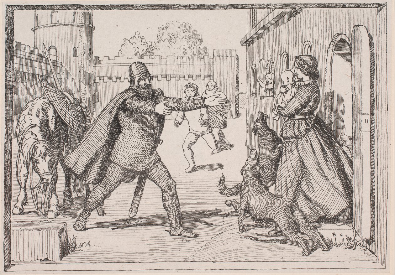 Illustration till Adam Oehlenschlägers dikt ”De två kyrktornen” av Lorenz Frølich