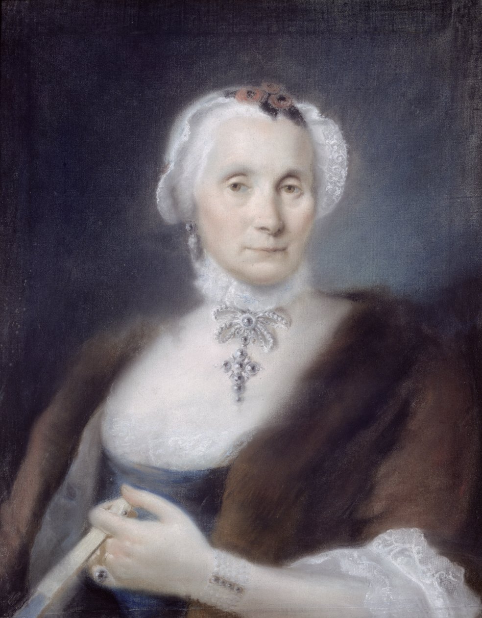 Porträtt av konstnärens mor, Cecilia Guardi, 1757 (pastell) av Lorenzo Baldissera Tiepolo