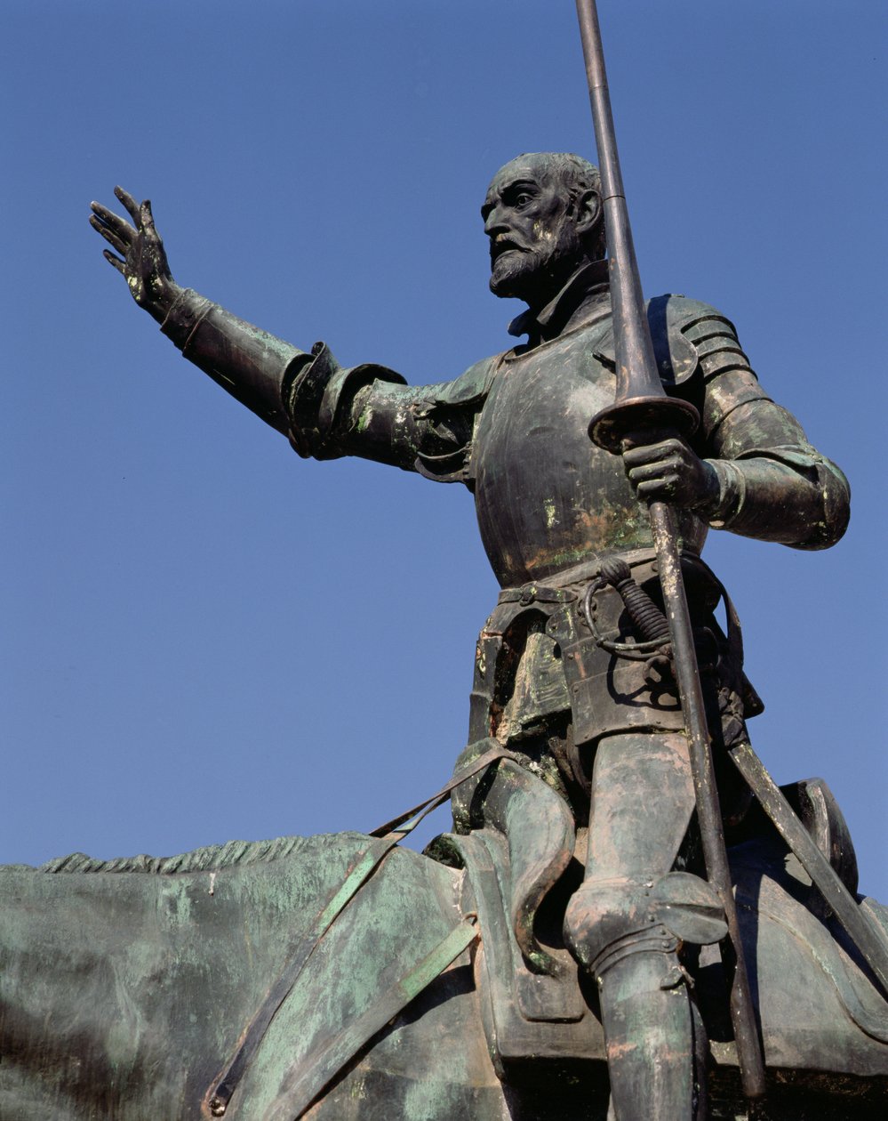 Don Quijote, från monumentet över Miguel de Cervantes (1547-1616) 1927 (brons) (detalj) av Lorenzo Coullaut Valera