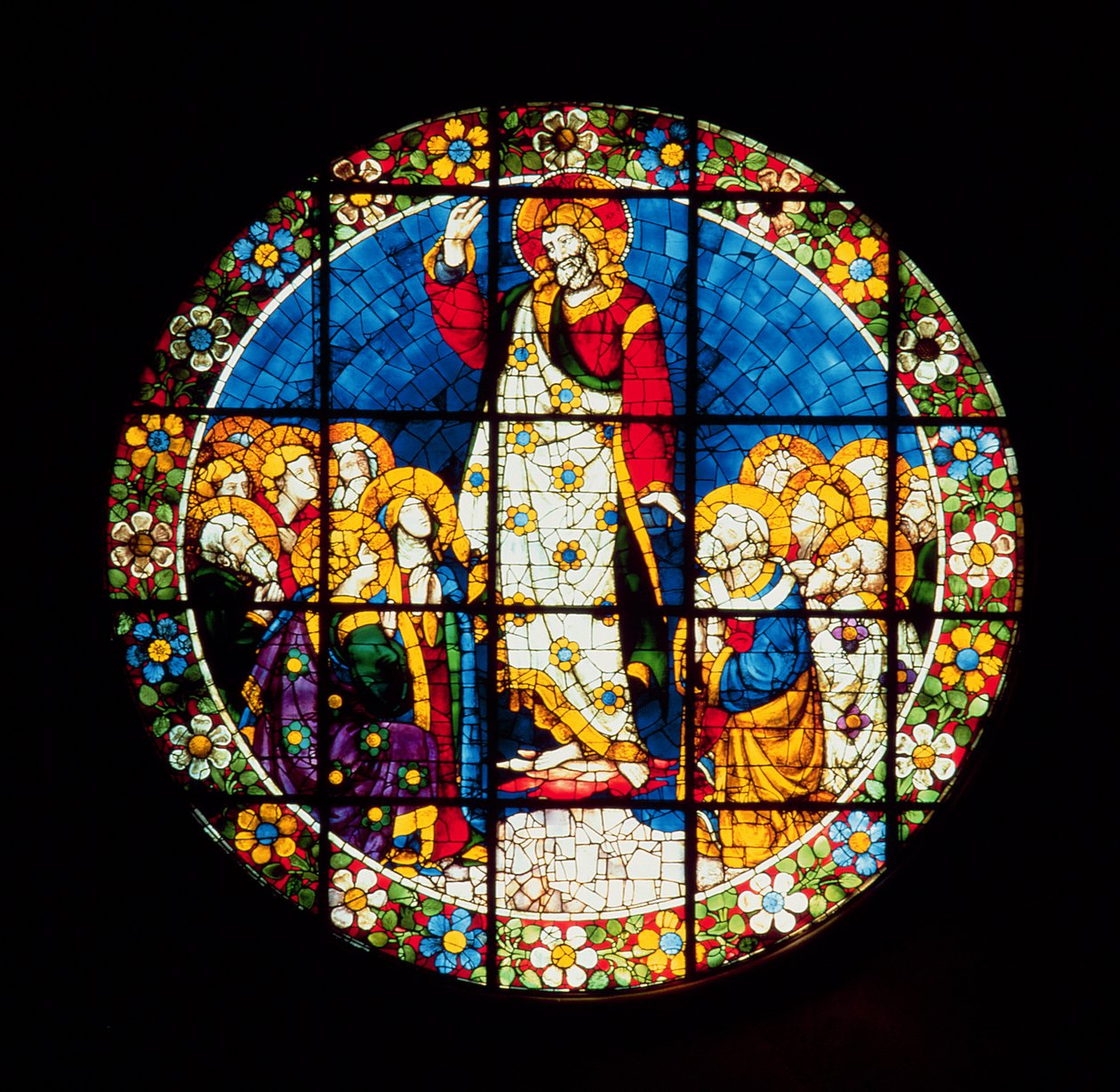 Oculus som föreställer Kristi himmelsfärd, 1443-5 (glasmålningar) av Lorenzo Ghiberti