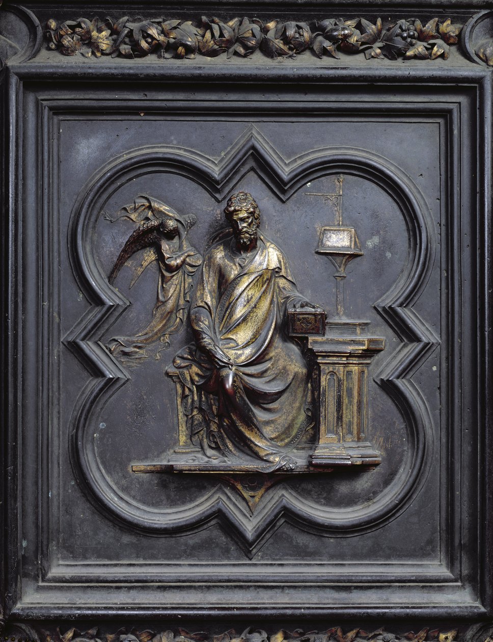 Matteus evangelisten, panel B i de norra dörrarna i San Giovannis dopkapell, 1403-24 (brons) av Lorenzo Ghiberti