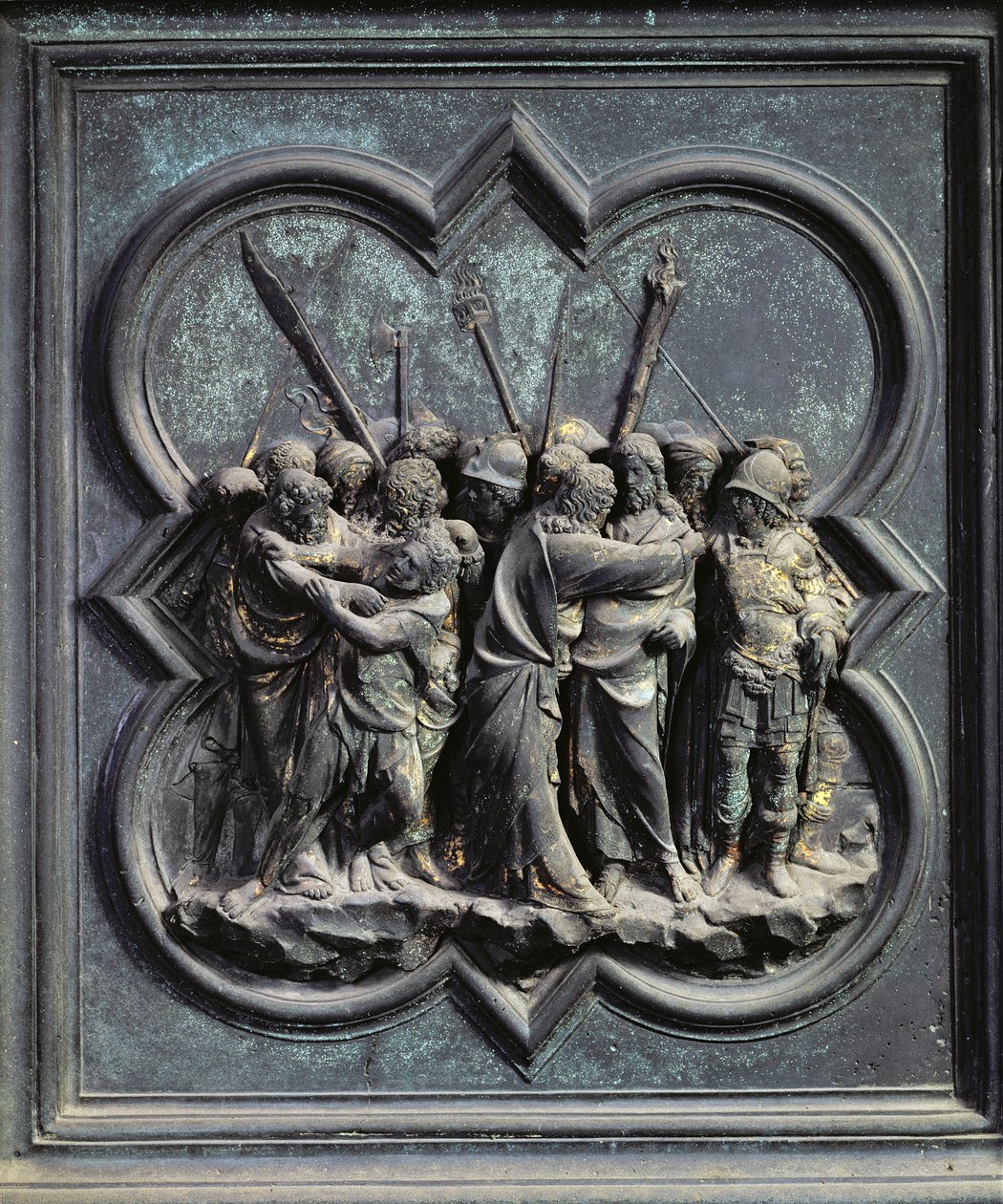 The Capture of Christ, fjortonde panelen av North Doors of the Baptistery of San Giovanni, 1403-24 (brons) av Lorenzo Ghiberti