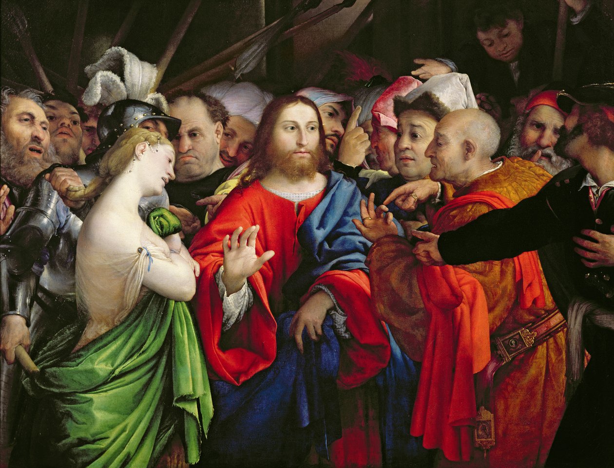 Kristus och den äktenskapsbrytande kvinnan, ca 1527-29 av Lorenzo Lotto