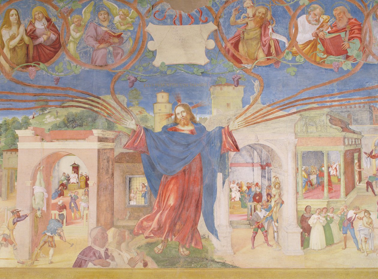 Detalj från "Christ-Vine and the Legend of Saint Barbara", 1524 av Lorenzo Lotto