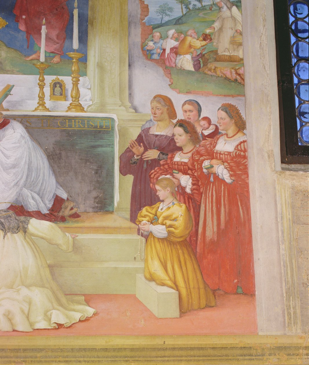 Detalj från "Santa Brigidas kläder", 1524 av Lorenzo Lotto
