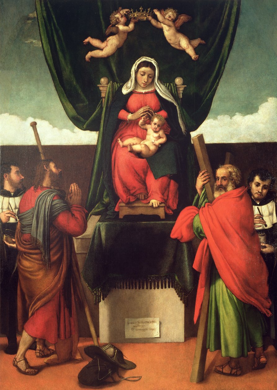 Madonna och barn med fyra helgon, 1546 av Lorenzo Lotto